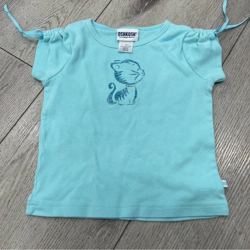 OshKosh B'gosh Aqua Tee with Cat Design
